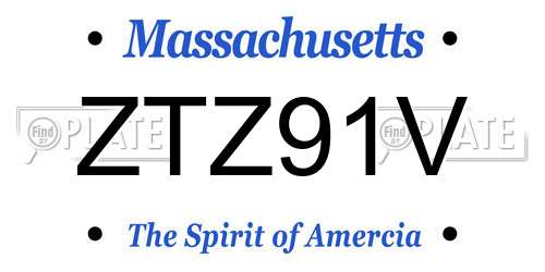 ZTZ91V Massachusetts License Plate