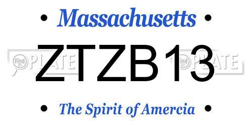 ZTZB13 Massachusetts License Plate
