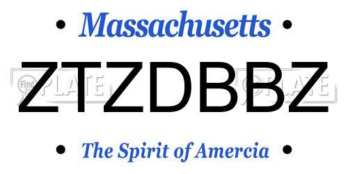 ZTZDBBZ Massachusetts License Plate
