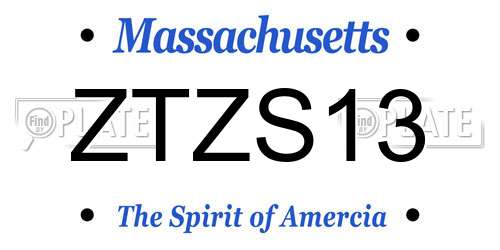 ZTZS13 Massachusetts License Plate