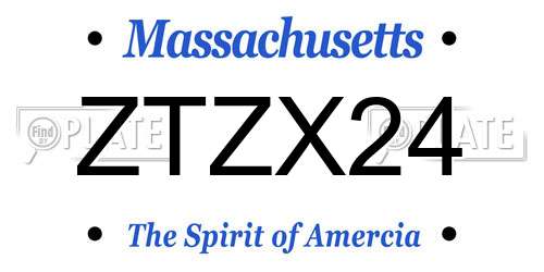 ZTZX24 Massachusetts License Plate