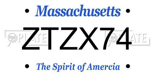ZTZX74 Massachusetts License Plate
