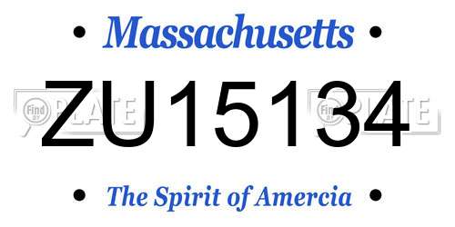 ZU15134 Massachusetts License Plate