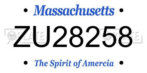 ZU28258 Massachusetts License Plate