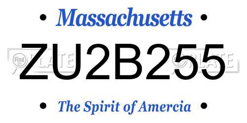 ZU2B255 Massachusetts License Plate