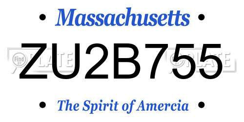 ZU2B755 Massachusetts License Plate