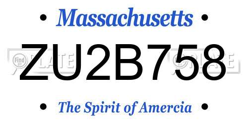 ZU2B758 Massachusetts License Plate