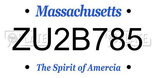 ZU2B785 Massachusetts License Plate