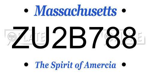 ZU2B788 Massachusetts License Plate