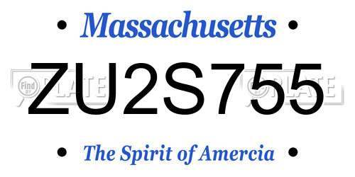 ZU2S755 Massachusetts License Plate