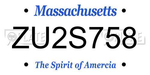 ZU2S758 Massachusetts License Plate