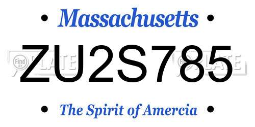 ZU2S785 Massachusetts License Plate