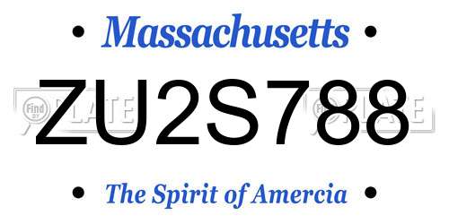 ZU2S788 Massachusetts License Plate