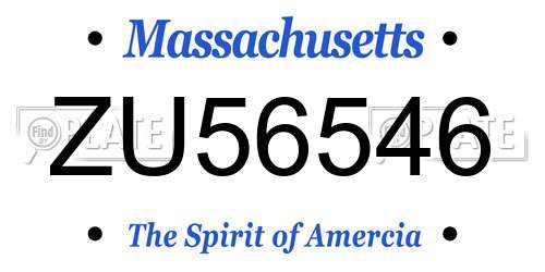 ZU56546 Massachusetts License Plate