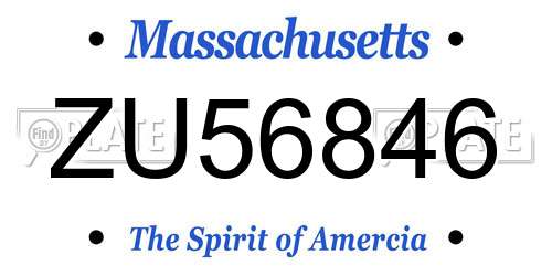ZU56846 Massachusetts License Plate