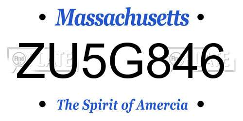 ZU5G846 Massachusetts License Plate