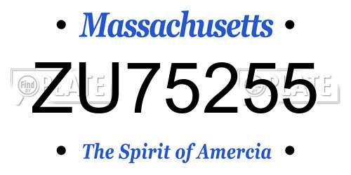 ZU75255 Massachusetts License Plate