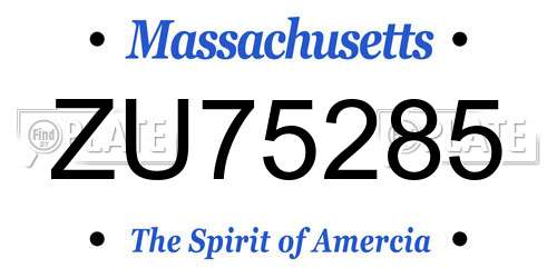 ZU75285 Massachusetts License Plate