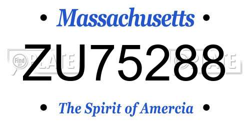 ZU75288 Massachusetts License Plate
