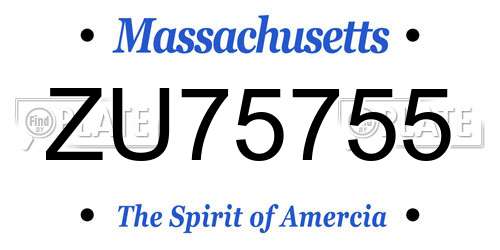 ZU75755 Massachusetts License Plate