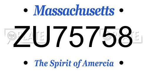 ZU75758 Massachusetts License Plate