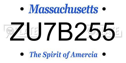 ZU7B255 Massachusetts License Plate