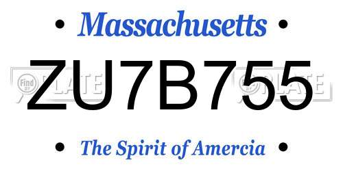 ZU7B755 Massachusetts License Plate