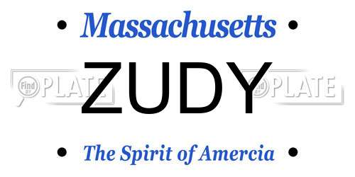 ZUDY Massachusetts License Plate
