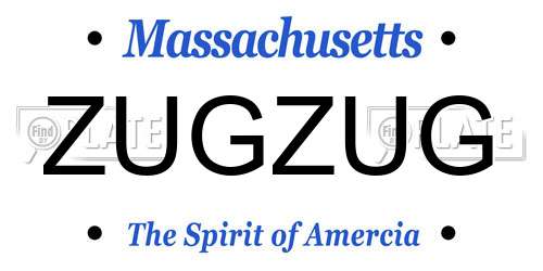 ZUGZUG Massachusetts License Plate
