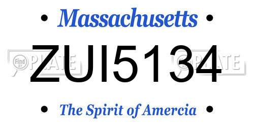 ZUI5134 Massachusetts License Plate