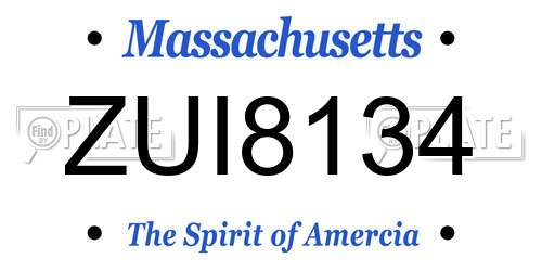 ZUI8134 Massachusetts License Plate