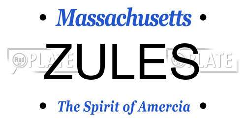 ZULES Massachusetts License Plate