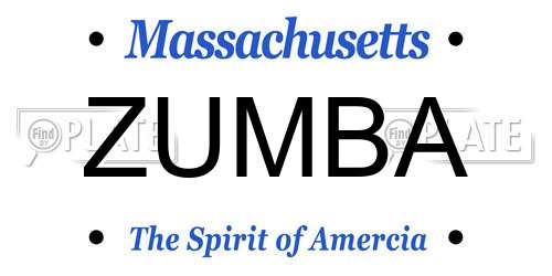 ZUMBA Massachusetts License Plate