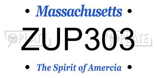 ZUP303 Massachusetts License Plate