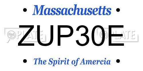 ZUP30E Massachusetts License Plate