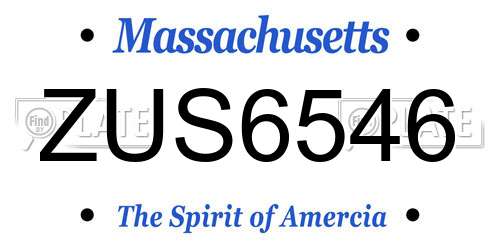 ZUS6546 Massachusetts License Plate