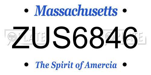 ZUS6846 Massachusetts License Plate