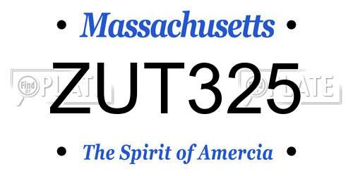 ZUT325 Massachusetts License Plate