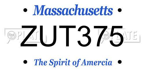 ZUT375 Massachusetts License Plate