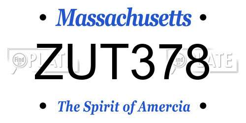 ZUT378 Massachusetts License Plate
