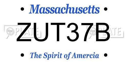 ZUT37B Massachusetts License Plate