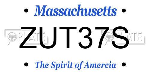 ZUT37S Massachusetts License Plate