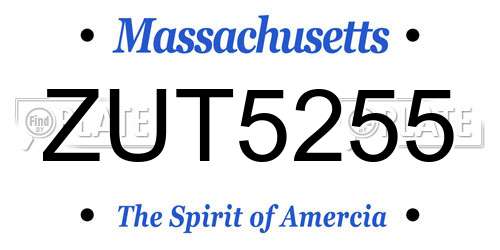 ZUT5255 Massachusetts License Plate