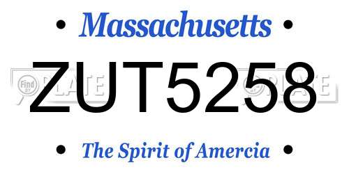 ZUT5258 Massachusetts License Plate