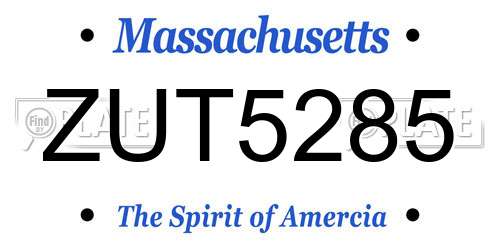 ZUT5285 Massachusetts License Plate