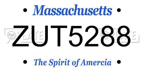 ZUT5288 Massachusetts License Plate