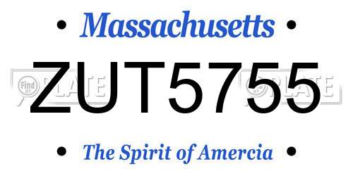 ZUT5755 Massachusetts License Plate
