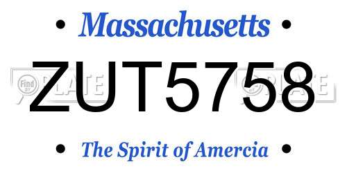 ZUT5758 Massachusetts License Plate