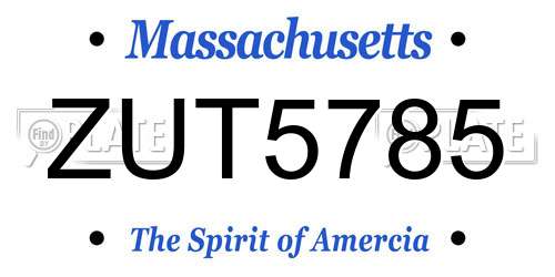 ZUT5785 Massachusetts License Plate