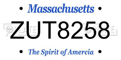 ZUT8258 Massachusetts License Plate
